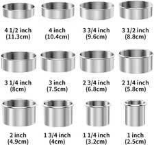 12-Piece 304 Stainless Steel Biscuit Cutter Set - round Cookie Cutters for Ba...