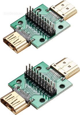 2 Pcs HDMI A Connector with Test PCB Board,2.54 Pitch 19 Pins Male to Female
