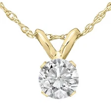 1/3 Ct Solitaire Round Diamond Pendant Necklace 18" 14K Yellow Gold Finish