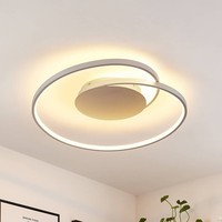 Lucande Led Deckenleuchte 'Enesa' Dimmbar Mit Leselampe (Modern) In Alu Aus Meta