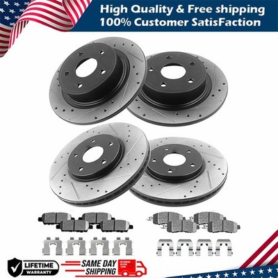 Front Rear Drilled Rotors Brake Pads for Hyundai Elantra Veloster Kia