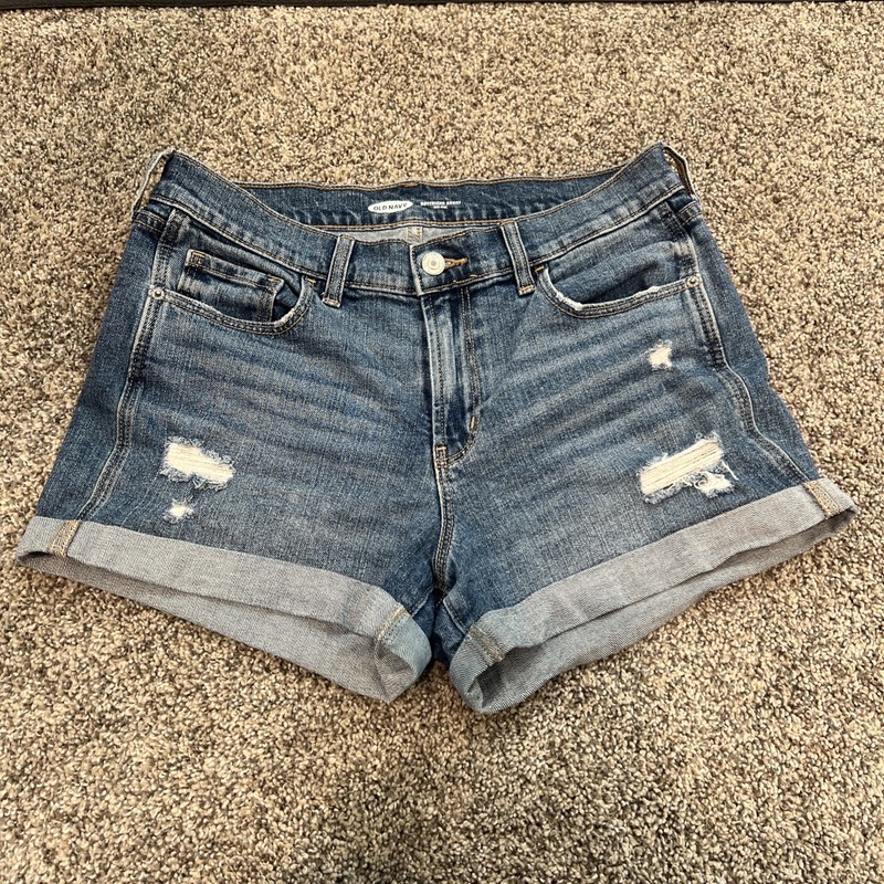 Old Navy Women’s Denim Mid Rise Boyfriend Shorts Classic Blue 6