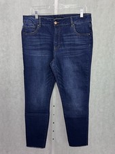 d.jeans Women  s Jeans Size 12 Dark Wash Raw Hem Ankle Stretch Denim Pants