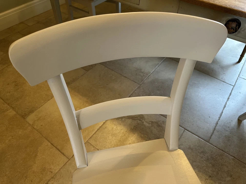 Set of 6 Dining Chairs Beech Hardwood painted in Farrow and Ball Cornforth White - Image 3 of 4