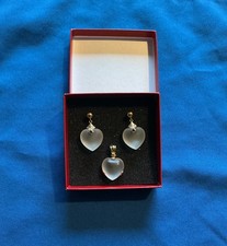 585 Gold Jewelry Lot Heart Pendant + Earrings Sapphire