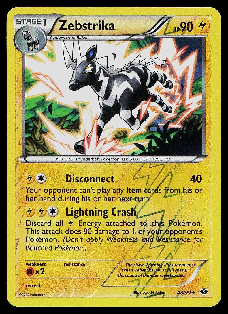 Pokemon Card Next Destinies Zebstrika 48/99 Reverse Holo Rare