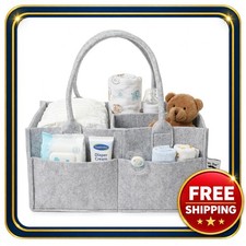 Baby Diaper Organizer Gray 12.5x10x6.3 Inches with 6 Side Pockets