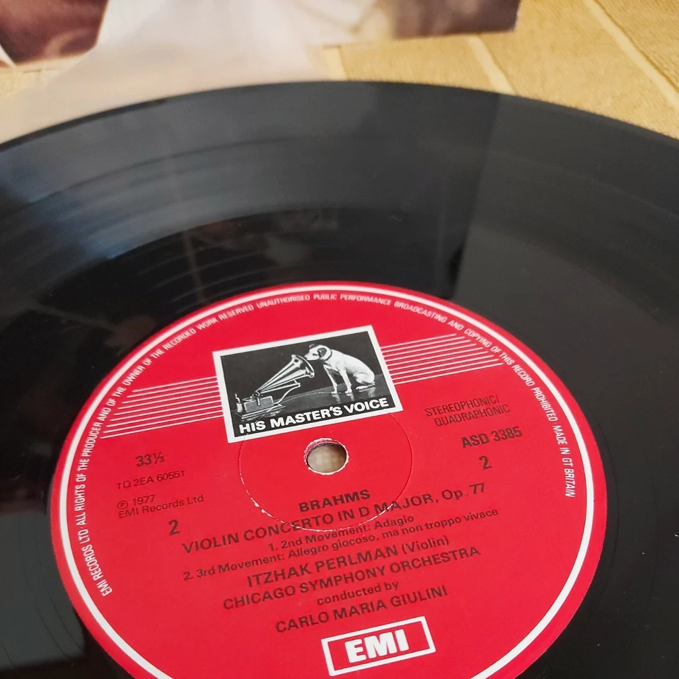 ASD 3385 Brahms Violin Concerto Itzhak Perlman Carlo Maria Giulini NM/EX Quad - Image 3 of 4