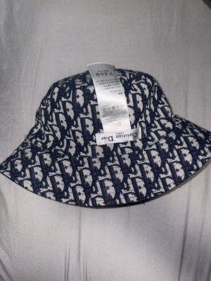 Christian Dior Blue Oblique Reversible  Teddy-D Bucket Hat