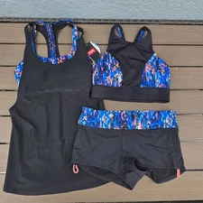 TYR Women Anzan Amira Top W/ Boy Shorts W/free Tank Sz S NEW Sample *mark