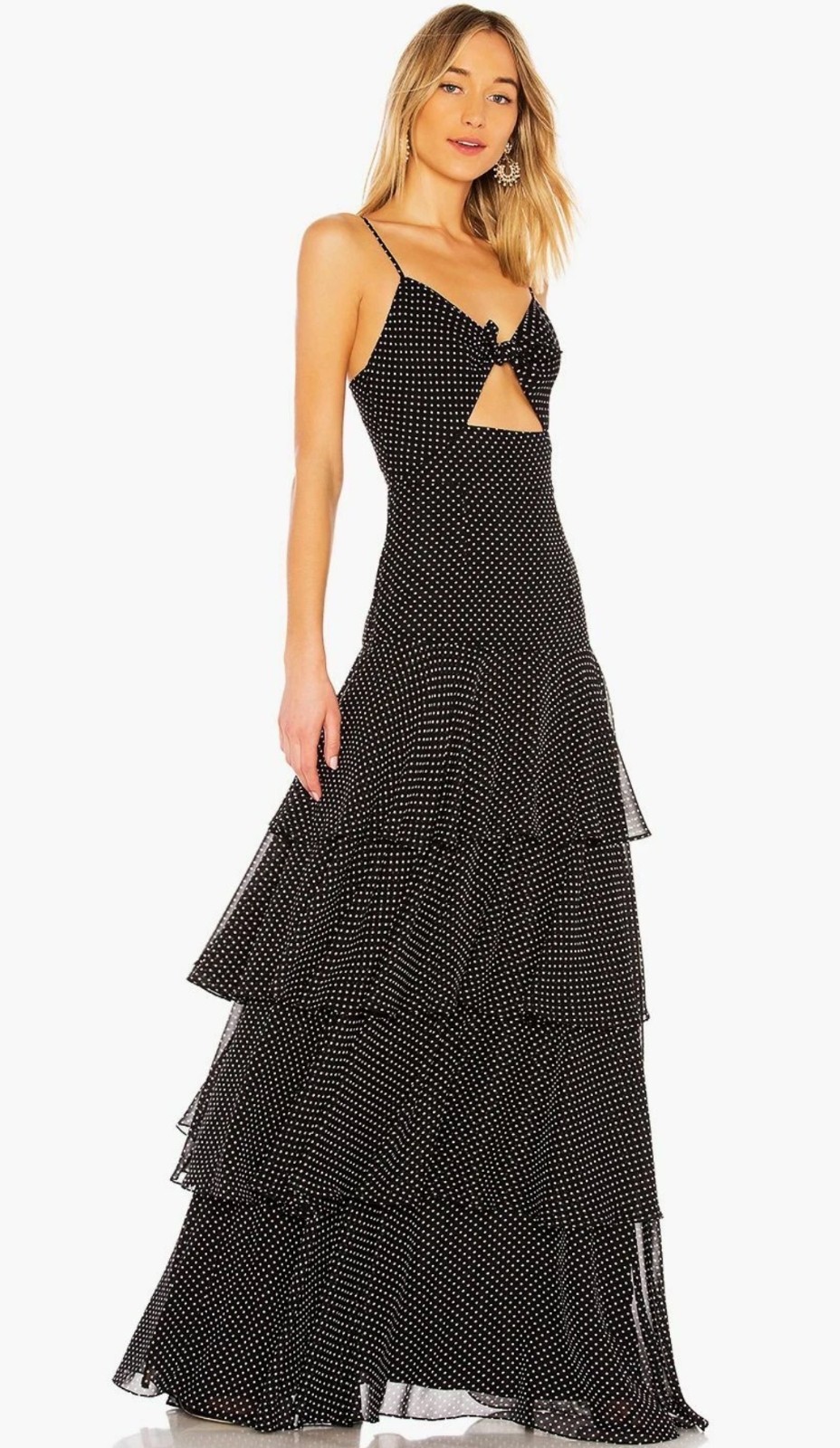 JILL STUART Women's Polka Dot Cut Out Long Maxi Dress Gown - Size 2   MSRP $800