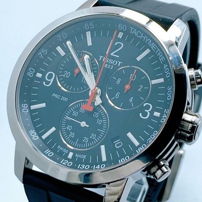 Tissot PRC200 T114417A Quarz 41 mm schwarzes Zifferblatt Edelstahlarmband