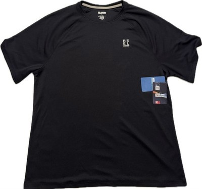 Reel Legends Men s Heiq Smart Temp Anthracite Black Logo Banner Shirt Sz L NWT