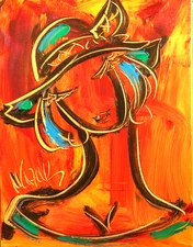 PORTRAIT LADY  Modern  Original Abstract Painting  SIGNED PALETTE KNIFE H98Y