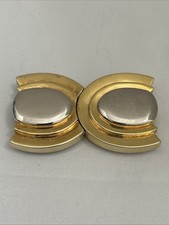 Vintage Womens Belt Buckle Gold Tone Two Piece Interlocking Dated 1988