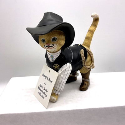 Hamilton Collection SHERIFFS PURRS Spurs 'N Fur Kitty Cowboys Cat Figurine