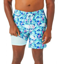 Member's Mark Men's UPF 50 Resort Swim Trunk-Flamingo Theme-Size Medium-NWT