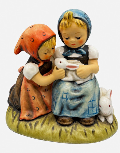 Vintage Goebel Hummel Easter Time 384 1971 W Germany Girls Rabbits Figurine