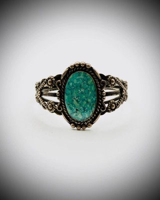 Vintage Sterling Turquoise-Style Cuff Bracelet - 23g