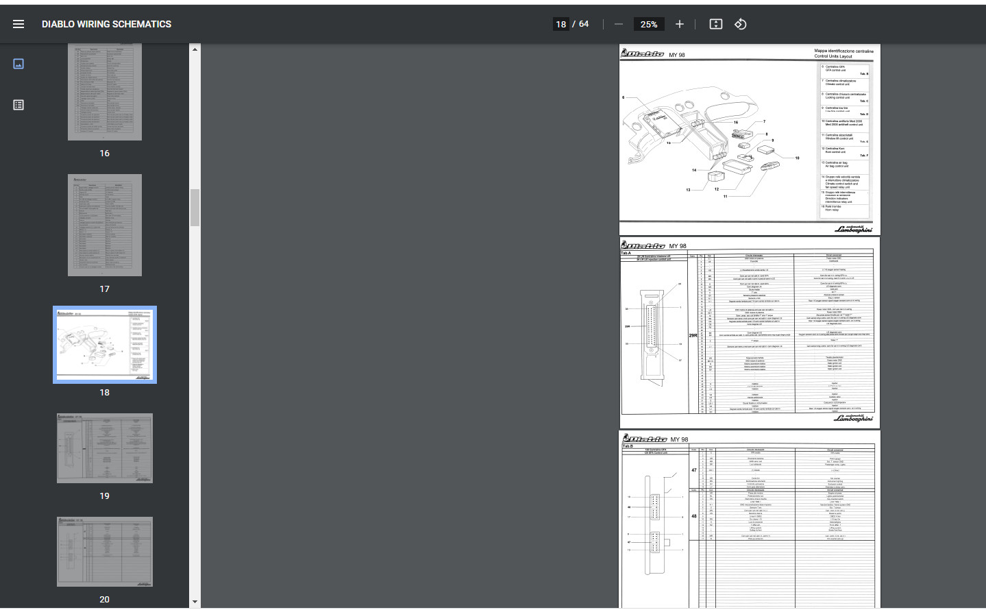 Factory 1998 Lamborghini Diablo Workshop Wiring Schematics 60+ Page Complete