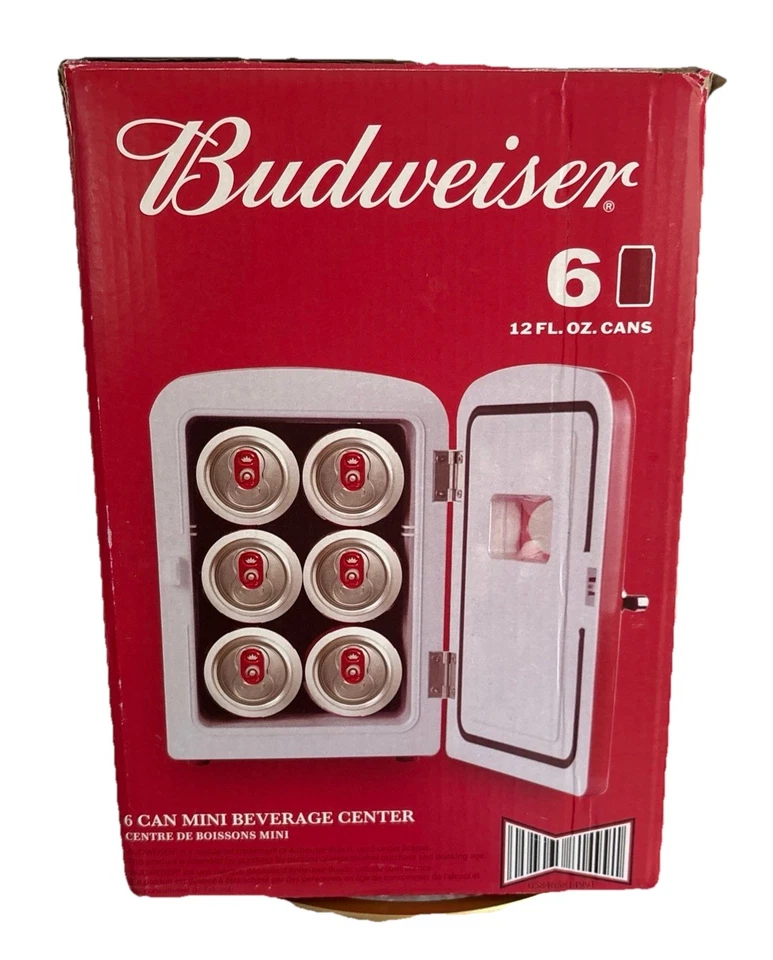 Mini refrigerador personal Budweiser 6 latas mini refrigerador 120 V CA o 12 V CC hogar/coche Foto 4 de 4