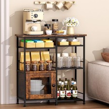 Coffee Bar Cabinet Station Farmhouse Small Coffee Stand Station W/ Doors Rustic