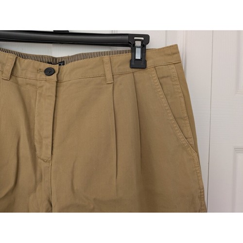 J. Pantalón corto chino Crew plisado Heritage para mujer talla 10 marrón nuevo con etiquetas $79 CI581 - Imagen 2 de 6