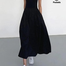 Black maxi dress with pockets XL