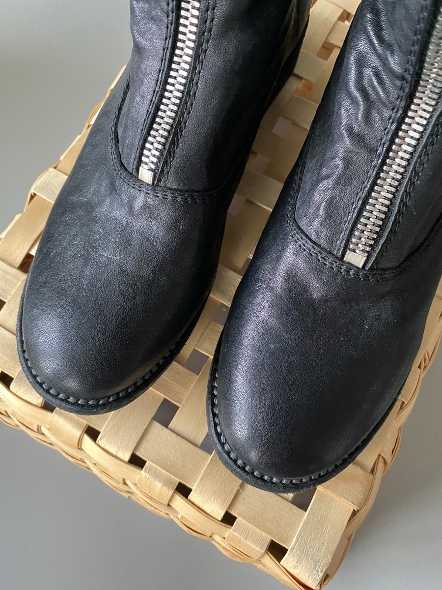 GUIDI 310 Front Zip Leather Boots - Black Size 36 - Made in Italy