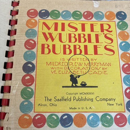 Mister Wubbles Bubbles Mildred Merryman Hardcover Illustrated 1936 HB - Picture 2 of 6