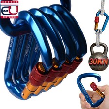 30KN Aluminum D-Shape Carabiner Screw Locking Clip Hook for Rock Climbing Caving