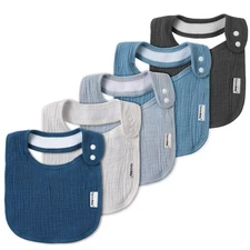 Muslin Bibs for Baby Boys Girls,Organic Muslin Baby Bib for Drooling and Teethin