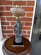 Antique Large 1873 Figural Bradley & Hubbard Kerosene Oil Lamp #2 oil burner