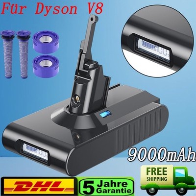 9000mAh Akku mit LED Anzeige + Filter Für Dyson V8 Animal Absolute Staubsauger
