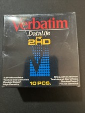 Verbatim DataLife Diskettes MF 2HD IBM Formatted 3.5" 1.44MB 10-Pack 87410 90mm