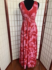 Farm Rio style boho tropical floral Red & pink maxi dress By Japna Size XS