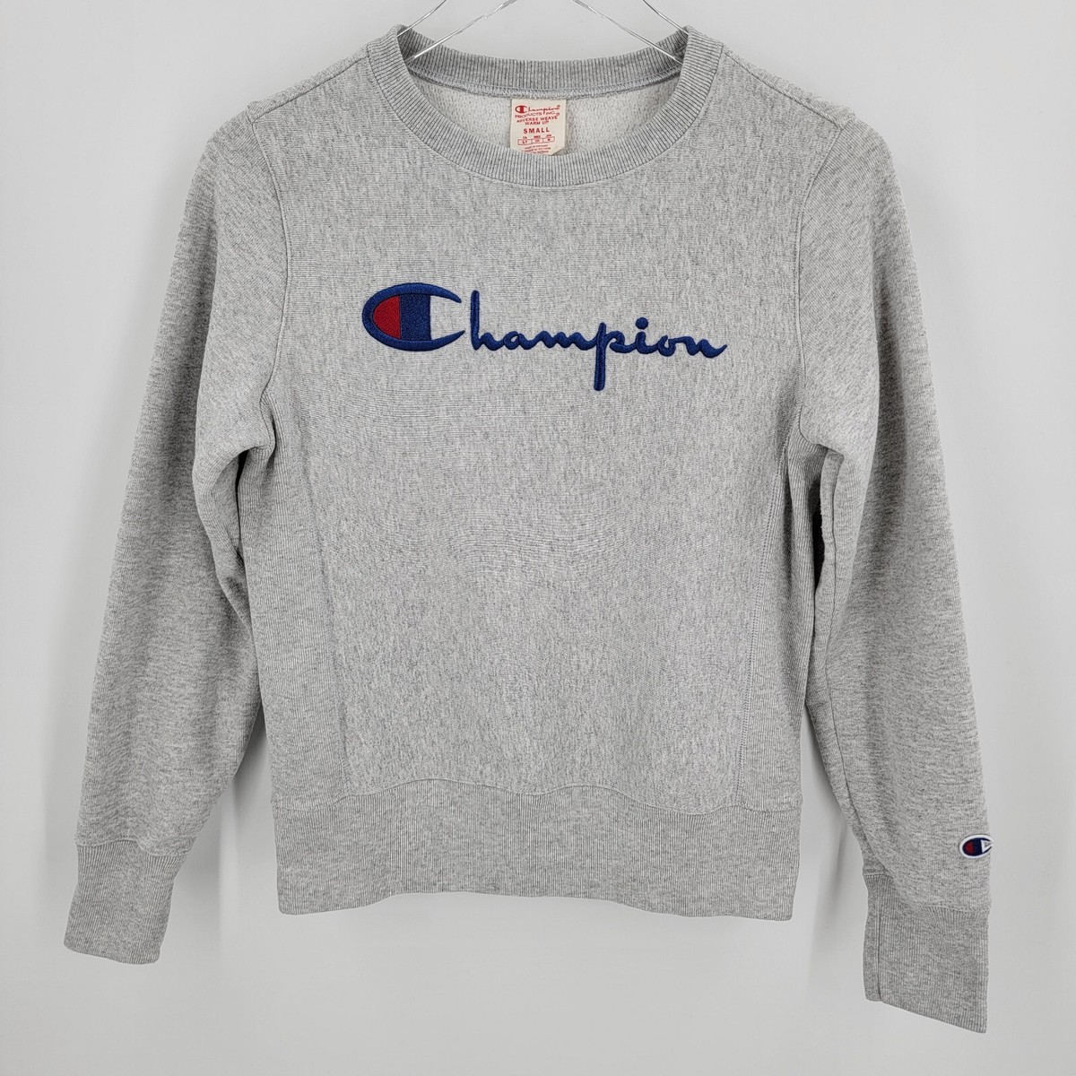 Champion Vintage Reverse Weave Warm Up Logo Gray Crew Neck