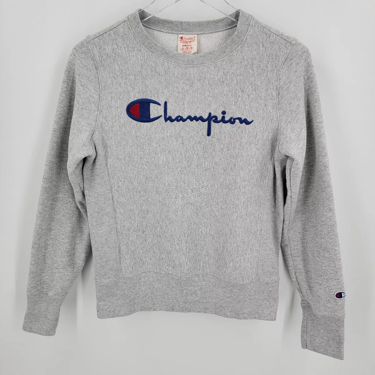Champion sweater grey 2025 crew neck white