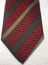 TESORO ROSSO MENS TIE RED WITH BROWN BEIGE STRIPES 4 X 60 NWOT