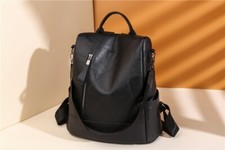 Womens Soft Leather Backpack/ Shoulder Bag Large Capacity Antitheft Black