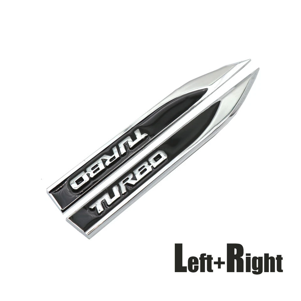 Emblema del logo 3D TURBO negro Insignia de guardabarros lateral del coche Pegatina de metal Accesorios de calcomanía Foto 4 de 4