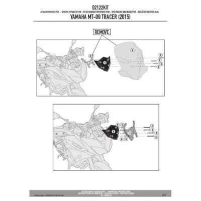 Kit D'Attaches Spécifique Pour 2122DT Pour Yamaha MT-09 Tracer 850 2015-2017 - Photo 1/4