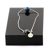 Armband Stahl 1 Perle Tigerauge Hellblau 8 Mm. Made In Frankreich