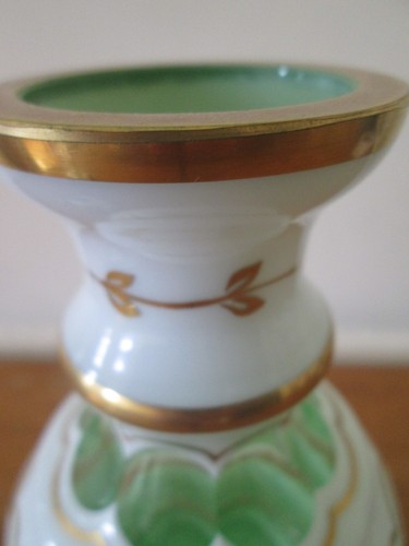 Vtg Moser Green to White Cut Clear Faceted Glass Decanter Czech Bohemian stopper - Picture 17 of 18