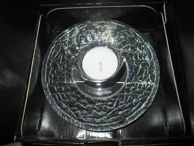 NIB Orrefors crystal ''Discus'' votive candle holder, Sweden