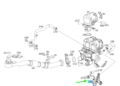 MB ML W166 Exhaust Gas Recirc. Cylinder Head Feed Line A2762000252