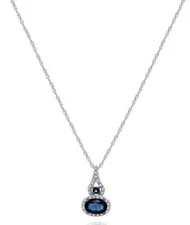 ESTATE .71CT DIAMOND 14K WHITE GOLD OVAL & ROUND TEAR DROP LOVE FLOATING PENDANT