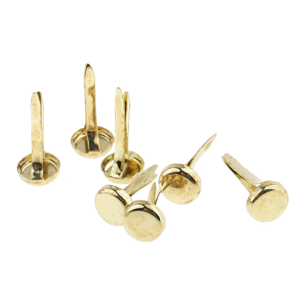 400Pcs Metal Brads 8mm Split Pins Paper Fasteners Scrapbooking Cards Golden