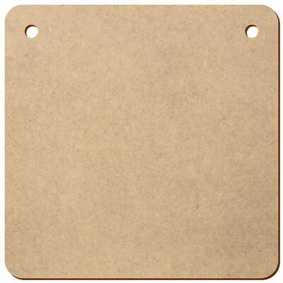 MDF Holz Quadrat mit 2 Löchern nebeneinander + abgerundeten Ecken - Deko 3-50cm