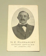 "Expert" Optician Business Card W/ Photograph 1920`s St Joseph MO